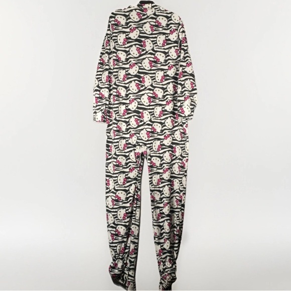 Sanrio Hello Kitty One Piece L Footie Pajamas Costume Black & White PJs - Picture 13 of 13